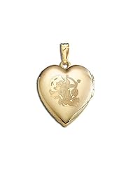 Solid 14K Yellow Gold "Sweetheart" Cupid Locket 3/4 inch x 3/4 inch in Solid 14K Yellow Gold