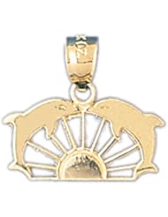 Dazzlers Solid 14 karats gold Dolphin Charm Pendant Available in three colors from jewelsberry (weights: 1.0 grams only)