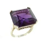 Luxury Solid Sterling Silver Huge Heavy Square Octagon cut Synthetic Alexandrite Ring - Finger Sizes 5 to 12 Available