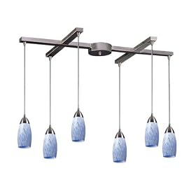 Milan - 6 Light Kitchen Island Pendant Track Lighting Fixture - Brushed Nickel - White...