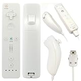 GTMax White Nunchuck Controller + White Remote Controller + Clear Remote Co ....