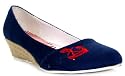 Platino Womens Mandya Navy Nautical Wedge Heel Espadrille Sandals