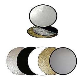 Ex-Pro 5 -in- 1 Photographic Light Reflector - 32" (80cm) Silver, Gold, Black, White & Translucent, Collapsible.
