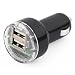 TRIXES Black Micro 2 Port USB Car Charger Adapter for iPod iPhone iPad Mobile SatNav Splitter
