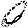 Mens Black & White Braided Leather Tie Friendship Bracelet - Length 23cms