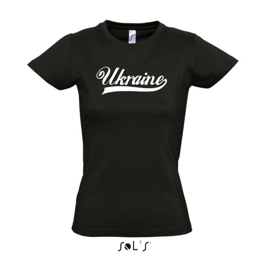 Damen T-Shirt – Ukraine Oldschool LÄNDERSHIRT EM / WM FAN Trikot S-XXL , Deep black – weiß , S