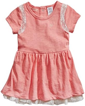 GUESS Kids Girls Baby Girl High-Low Lace Dress (12-24M), CORAL (18M)