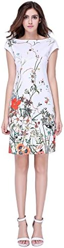 Glorria Women's Summer Wear to Work Slim Fit Print Knee-Length Dresses XS (X-Small)