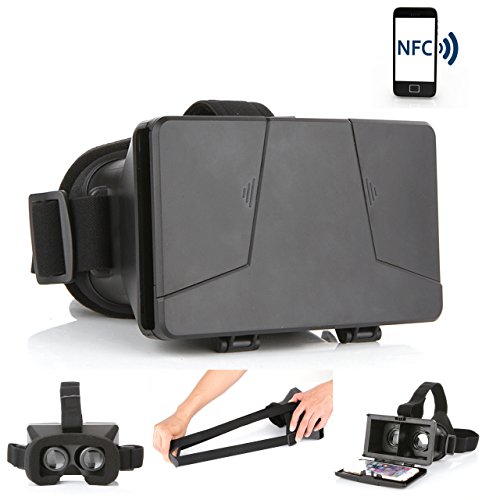 LEAP-HD 2015 NEW UPDATED! NFC Tag VIRTUAL REALITY CARDBOARD TOOLKIT SMARTPHONE VIRTUAL REALITY VIEWER ColorCross Universal Google Cardboard Plastic Version 3D VR Complete Kit Virtual Reality Glasses Headset for Real HD 3d Experience (with NFC Tag)