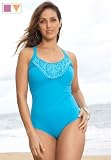 Jessica London Plus Size Crochet Neck Tank Suit
