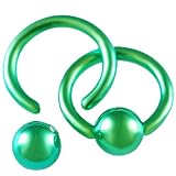 16g 16 gauge (1.2mm), 7mm long - Anodized Surgical Stainless Steel eyebrow lip tragus bars ear rings earring closure ring bcr captive bead bar with 4mm ball Green - Pierced Body Piercing Jewelry Jewellery - Set of 2 AMEL