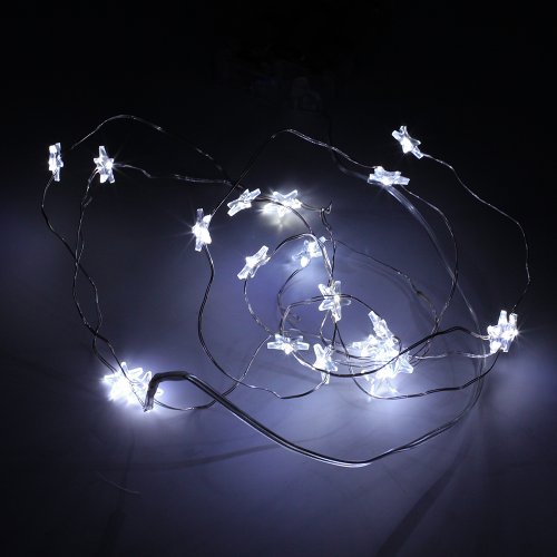 SUPERNIGHT (TM) 7ft/2m 20 LEDs Cool White Pentagram Potted plants Copper LED Strings AA Battery Powered Ultra Thin String Lights Wire Portable Christmas Trees Lighting Decorative LED Strings