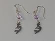 Sterling Silver Kokopelli French Hook Earrings - Light Purple Bead - ER-0094