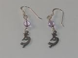 Sterling Silver Kokopelli French Hook Earrings - Light Purple Bead - ER-0094