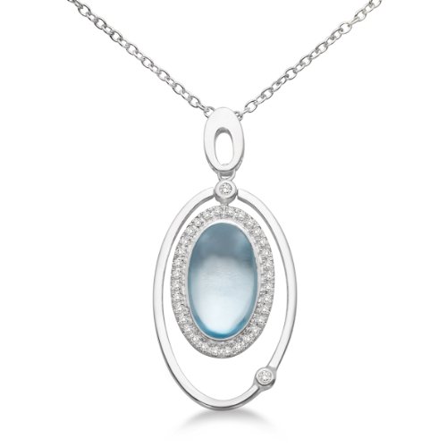 Miore Damen-Halskette 925 Sterling Silber mit Blau Topas Anh&auml;nger umrahmt von Zirkonia MHS Preisvergleich