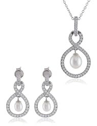 Bella Pearl Fancy Pearl Necklace and Earrings Jewelry Set