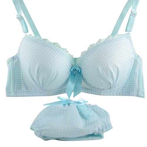 ROPALIA Womens Seamless Lingerie Plaid Print Push Up Lace Bra Panties Sets