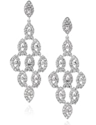 Sterling Silver Micro Pave Cubic Zirconia Rhodium Plated Chandelier Earrings