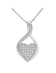 1/10Ct White Diamond Heart Pendant in Sterling Silver