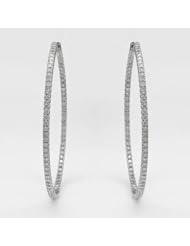 CleverEves 4.3.ctw I1-I2 Color G-H Diamonds 14K Gold Hoop Earrings