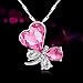 PLATO H Butterfly Necklace in S925 Sterling Silver Chain with Pink Heart Crystals for Women Dainty Animal Jewelry