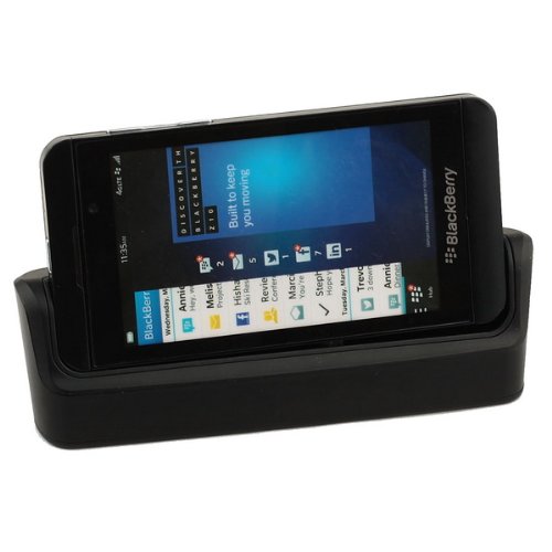Black USB Data Sync Dock Battery Dual Charger Cradle with Cable for Blackberry Z10
