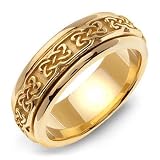 COCIDIUS 14K Yellow Gold Celtic Design Wedding Band Ring