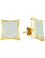 0.50 Carat (ctw) 10k White Gold Round White Diamond Ladies Micro Pave Kite Shape Stud Earrings