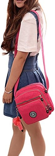 FakeFace Womens Teen Girls Extremly Lightweight Multi-Pockets Energetic Color Waterproof Nylon Shoulder Bag Messenger Crossbody Bag
