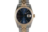 Rolex Mens 2 Tone Datejust Navy Blue Dial