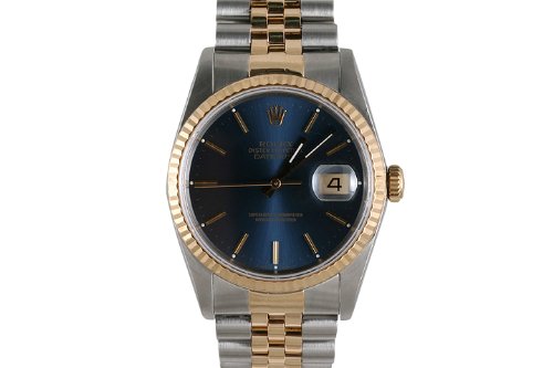 Rolex Mens 2 Tone Datejust Navy Blue Dial