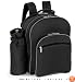 Sorrento Insulated picnic backpack w/wine duffel & dlx service for 4 Black/Grey 175