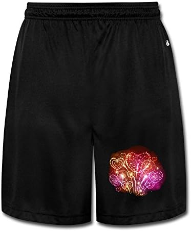 Men's Colorful Festival Love Fireworks Athletic Shorts Black