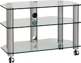  : Optimum Fusion LCD800 - 3 Shelf Television Stand - Pearl Grey Rods With Clear Glass