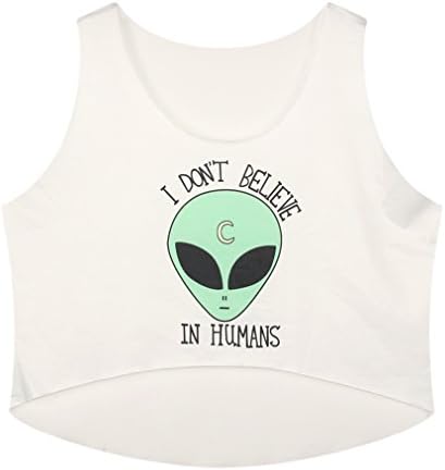 Cute Emoji Crop Tops Shirts Top Tank Sleeveless Alien (Free Size)