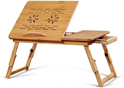 Sven brothers Bamboo Adjustable Laptop Desk Breakfast Serving Bed Tray Top Drawer