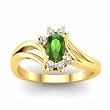 14K Yellow Gold Chatham Created Emerald and Diamond Ring