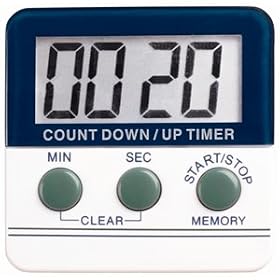 Countdown Timer Minutes and seconds. Large digital display with extra loud alarm.