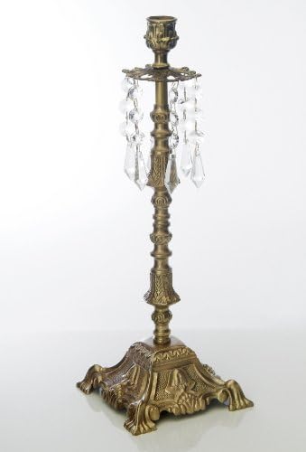 MURANO CANDLESTICK W/ CHANDELIER CRYSTALS 9L"x 9W"x 16H"