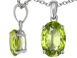 1.20 cts Genuine Oval Peridot Pendant - 14kt White or Yellow Gold LIFETIME WARRANTEE