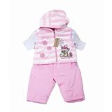 Baby Girl Fleece Waistcoat with Hood, T-shirt and Trousers Set (Pink)