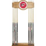 NEW NHL Carolina Hurricanes 2 piece Wood and Mirror Wall Cue Rac - NHL6000-CH