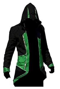 QualityBuyNow Cosplay Costume Hoodie/Jacket/Coat,Black Green Men Medium
