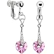 Austrian Crystal Heart October Birthstone Clip Earrings