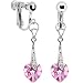 Austrian Crystal Heart October Birthstone Clip Earrings