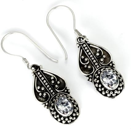 Bali BUGGER - Indonesian Style Sterling Silver Earrings French Hook- Red Dark Red