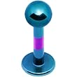 14 Gauge Teal Purple Striped Titanium Labret Monroe