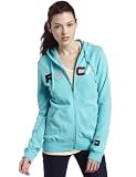 RVCA Juniors Logo Zip Fleece Hoody, Aqua Haze, Large