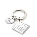 Personalised Custom Engraved Calendar Date Engraved Stainless Steel Keyring & Keychain Memorial Wedding Gift (Silver circle)