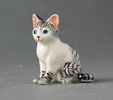 Miniature Porcelain Animals Gray Tabby #403